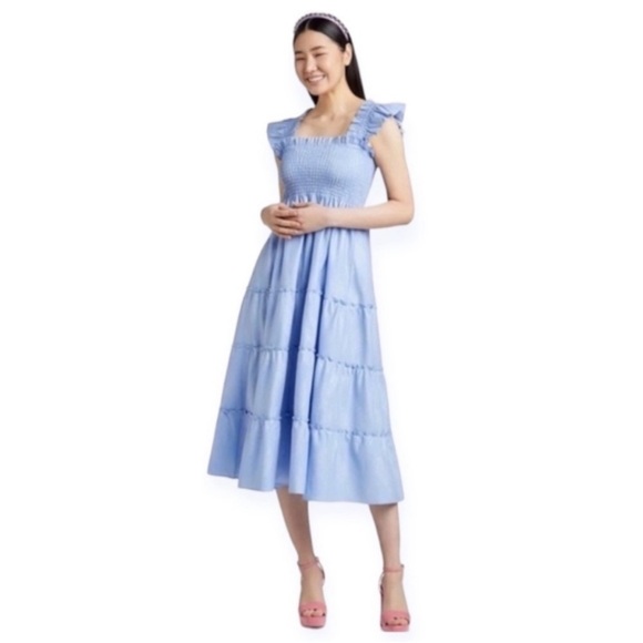 Hill House Dresses & Skirts - HILL HOUSE The Ellie Nap Midi Dress, Light Blue Glitter Check, Size Small